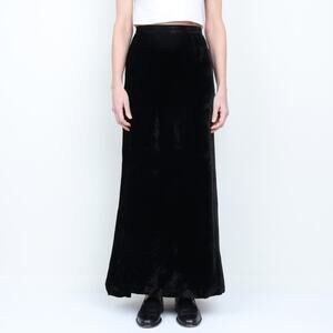 Vintage Victor Costa Black Velvet Maxi Skirt XS